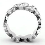 High polished (no plating) Stainless Steel Ring with Top Grade Crystal  in Clear