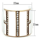 IP Rose Gold(Ion Plating) Stainless Steel Ring with Top Grade Crystal  in Clear