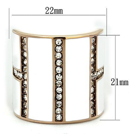 IP Rose Gold(Ion Plating) Stainless Steel Ring with Top Grade Crystal  in Clear