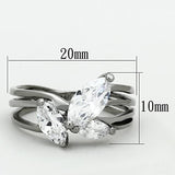 High polished (no plating) Stainless Steel Ring with AAA Grade CZ  in Clear
