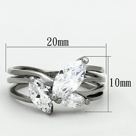 High polished (no plating) Stainless Steel Ring with AAA Grade CZ  in Clear