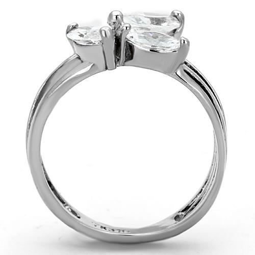 High polished (no plating) Stainless Steel Ring with AAA Grade CZ  in Clear
