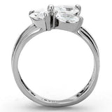 High polished (no plating) Stainless Steel Ring with AAA Grade CZ  in Clear