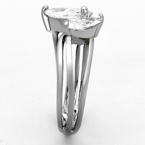High polished (no plating) Stainless Steel Ring with AAA Grade CZ  in Clear