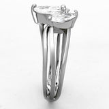High polished (no plating) Stainless Steel Ring with AAA Grade CZ  in Clear