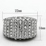High polished (no plating) Stainless Steel Ring with Top Grade Crystal  in Clear