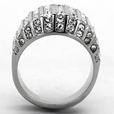 High polished (no plating) Stainless Steel Ring with Top Grade Crystal  in Clear
