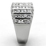 High polished (no plating) Stainless Steel Ring with Top Grade Crystal  in Clear