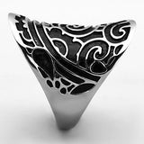 High polished (no plating) Stainless Steel Ring with Epoxy  in Jet