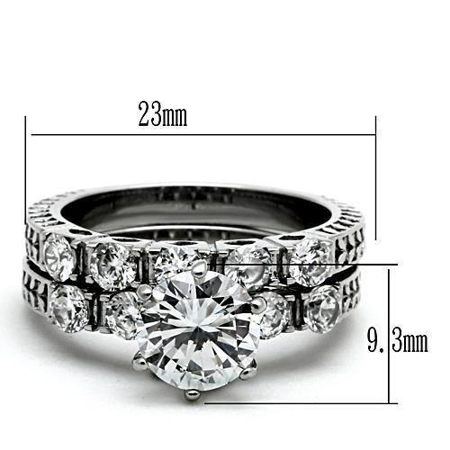 High polished (no plating) Stainless Steel Ring with AAA Grade CZ  in Clear
