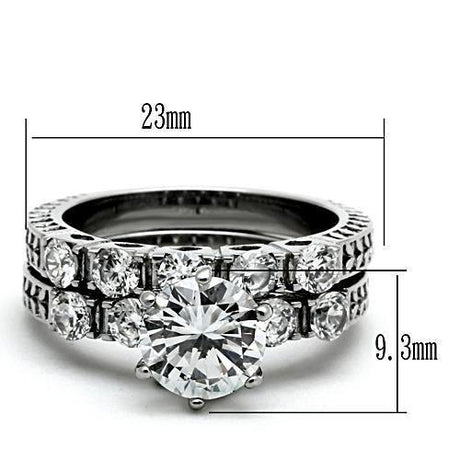 High polished (no plating) Stainless Steel Ring with AAA Grade CZ  in Clear