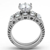 High polished (no plating) Stainless Steel Ring with AAA Grade CZ  in Clear
