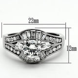 High polished (no plating) Stainless Steel Ring with AAA Grade CZ  in Clear