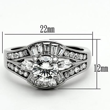 High polished (no plating) Stainless Steel Ring with AAA Grade CZ  in Clear
