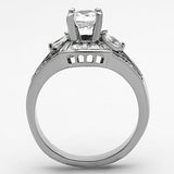 High polished (no plating) Stainless Steel Ring with AAA Grade CZ  in Clear
