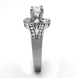 High polished (no plating) Stainless Steel Ring with AAA Grade CZ  in Clear