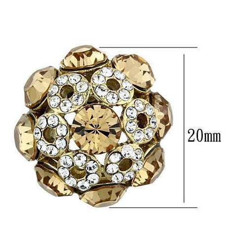 IP Gold(Ion Plating) Stainless Steel Earrings with Top Grade Crystal  in Citrine Yellow