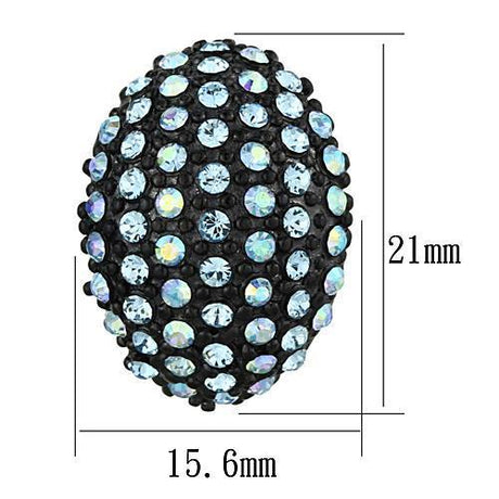IP Black(Ion Plating) Stainless Steel Earrings with Top Grade Crystal  in Aquamarine AB