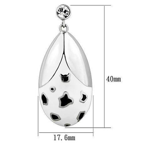 High polished (no plating) Stainless Steel Earrings with Top Grade Crystal  in Clear