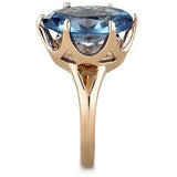 IP Rose Gold(Ion Plating) Stainless Steel Ring with Synthetic Spinel in London Blue