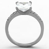 High polished (no plating) Stainless Steel Ring with AAA Grade CZ  in Clear