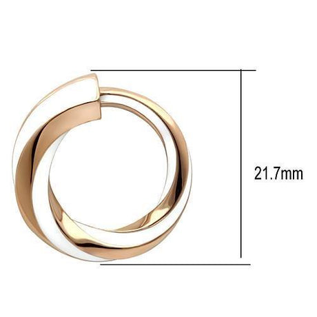 IP Rose Gold(Ion Plating) Stainless Steel Earrings with Epoxy  in White