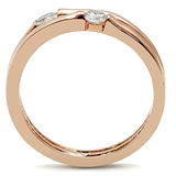 IP Rose Gold(Ion Plating) Stainless Steel Ring with AAA Grade CZ  in Clear