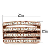 IP Rose Gold(Ion Plating) Stainless Steel Ring with AAA Grade CZ  in Clear