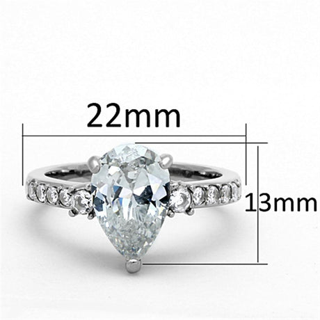 High polished (no plating) Stainless Steel Ring with AAA Grade CZ  in Clear
