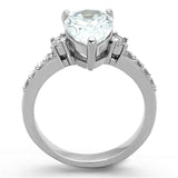 High polished (no plating) Stainless Steel Ring with AAA Grade CZ  in Clear