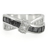 High polished (no plating) Stainless Steel Ring with AAA Grade CZ  in Jet