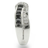 High polished (no plating) Stainless Steel Ring with AAA Grade CZ  in Jet