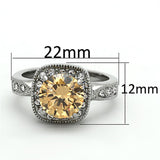 High polished (no plating) Stainless Steel Ring with AAA Grade CZ  in Champagne
