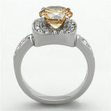 High polished (no plating) Stainless Steel Ring with AAA Grade CZ  in Champagne