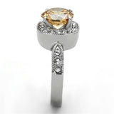 High polished (no plating) Stainless Steel Ring with AAA Grade CZ  in Champagne