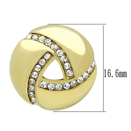 IP Gold(Ion Plating) Stainless Steel Earrings with Top Grade Crystal  in Clear