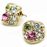 IP Gold(Ion Plating) Stainless Steel Earrings with Top Grade Crystal  in Multi Color