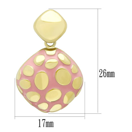 IP Gold(Ion Plating) Stainless Steel Earrings with Epoxy  in Light Rose