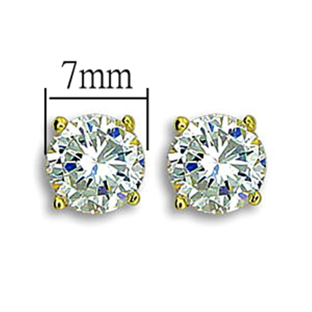 IP Gold(Ion Plating) Stainless Steel Earrings with AAA Grade CZ  in Clear