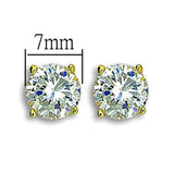 IP Gold(Ion Plating) Stainless Steel Earrings with AAA Grade CZ  in Clear