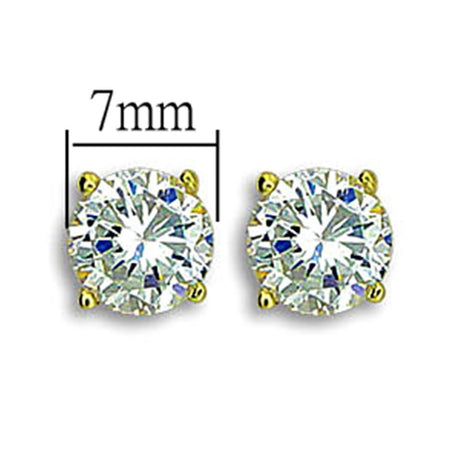 IP Gold(Ion Plating) Stainless Steel Earrings with AAA Grade CZ  in Clear