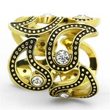 IP Gold(Ion Plating) Stainless Steel Ring with Top Grade Crystal  in Clear