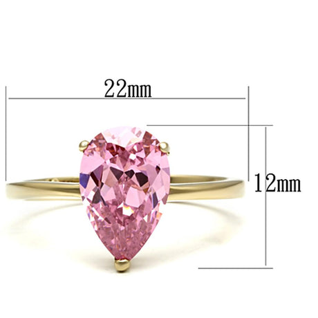 IP Gold(Ion Plating) Stainless Steel Ring with AAA Grade CZ  in Rose
