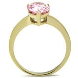 IP Gold(Ion Plating) Stainless Steel Ring with AAA Grade CZ  in Rose
