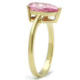 IP Gold(Ion Plating) Stainless Steel Ring with AAA Grade CZ  in Rose