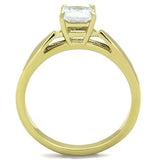 IP Gold(Ion Plating) Stainless Steel Ring with AAA Grade CZ  in Clear