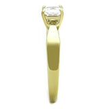 IP Gold(Ion Plating) Stainless Steel Ring with AAA Grade CZ  in Clear