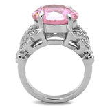 High polished (no plating) Stainless Steel Ring with AAA Grade CZ  in Rose