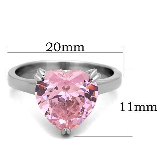 High polished (no plating) Stainless Steel Ring with AAA Grade CZ  in Rose