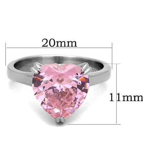 High polished (no plating) Stainless Steel Ring with AAA Grade CZ  in Rose